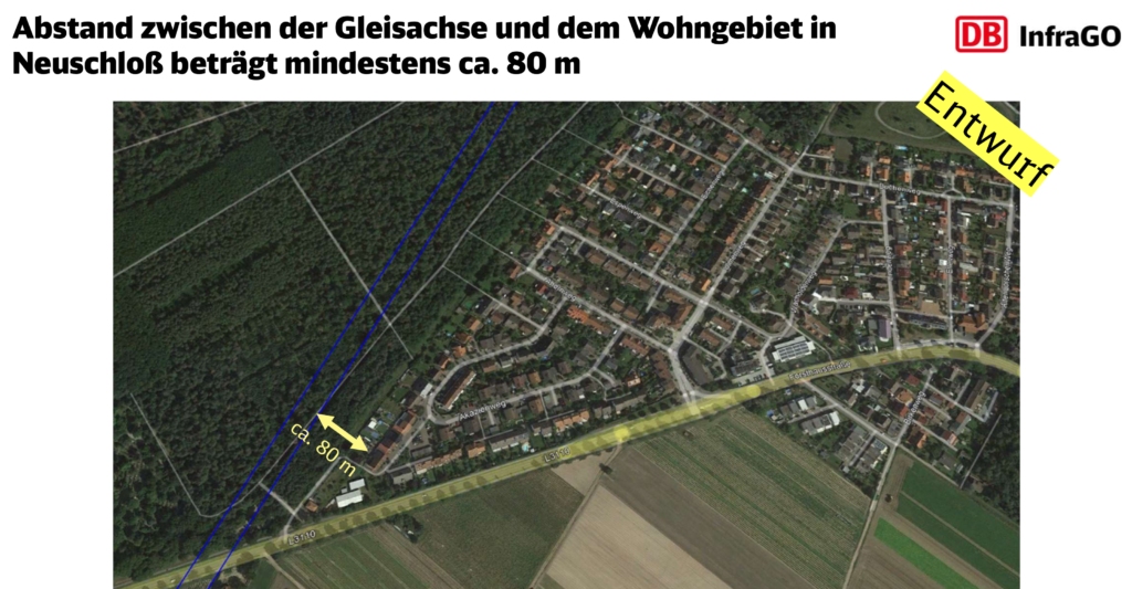 Lage der Neubaustrecke bei Neuschloß. (Präsentation: Deutsche Bahn)